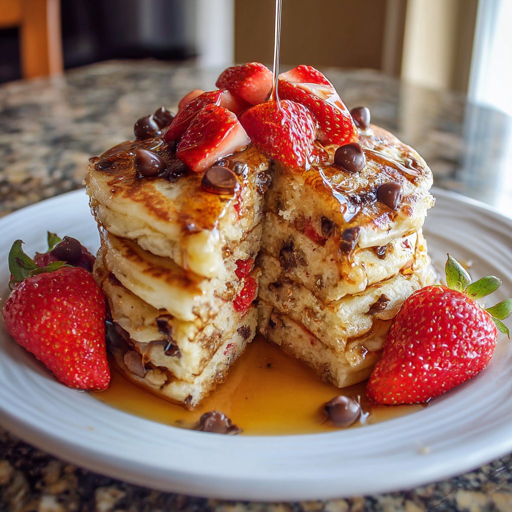Strawberry Chocolate Chip Pancakes
