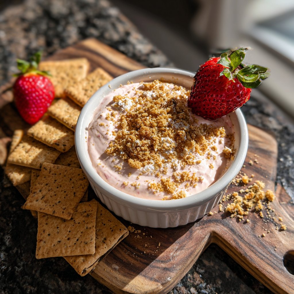 Creamy Strawberry Dip with Graham Cracker