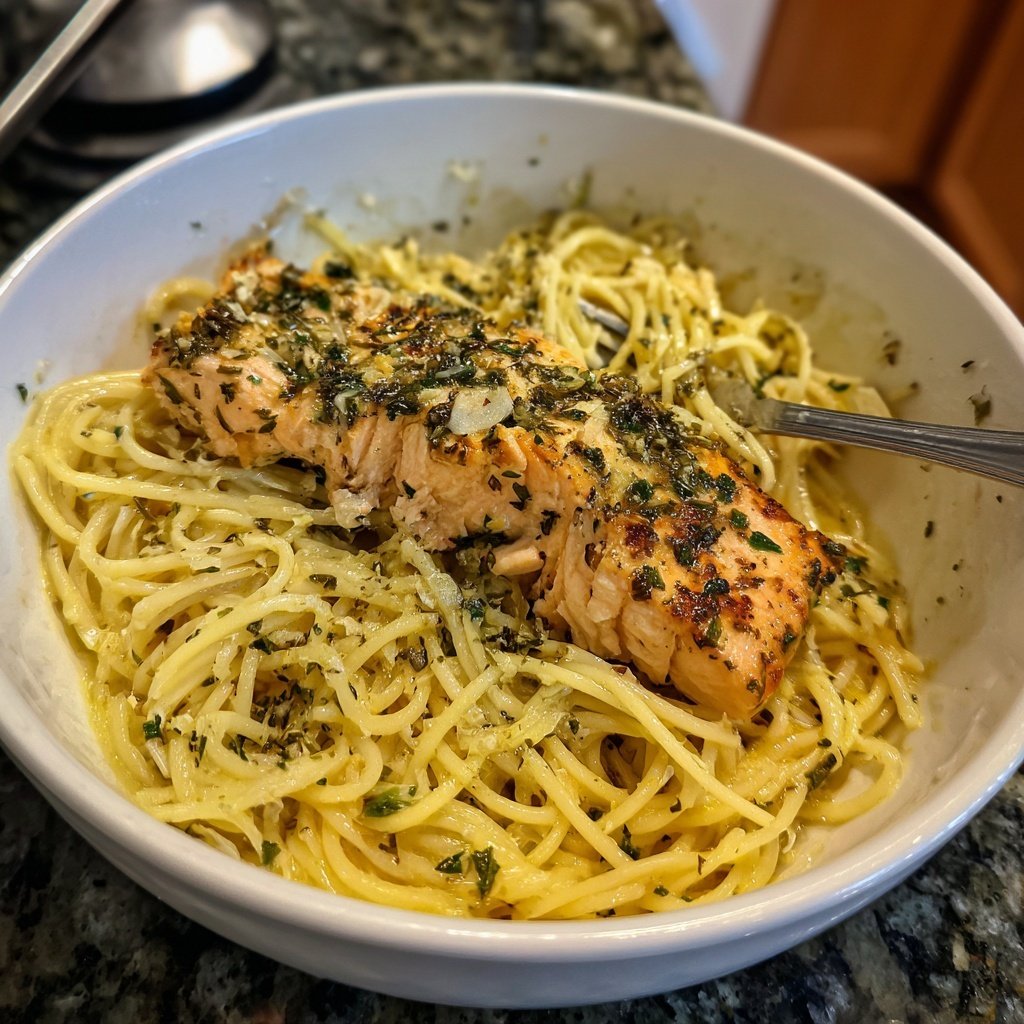 Garlic-Lemon Salmon Pasta Bowl