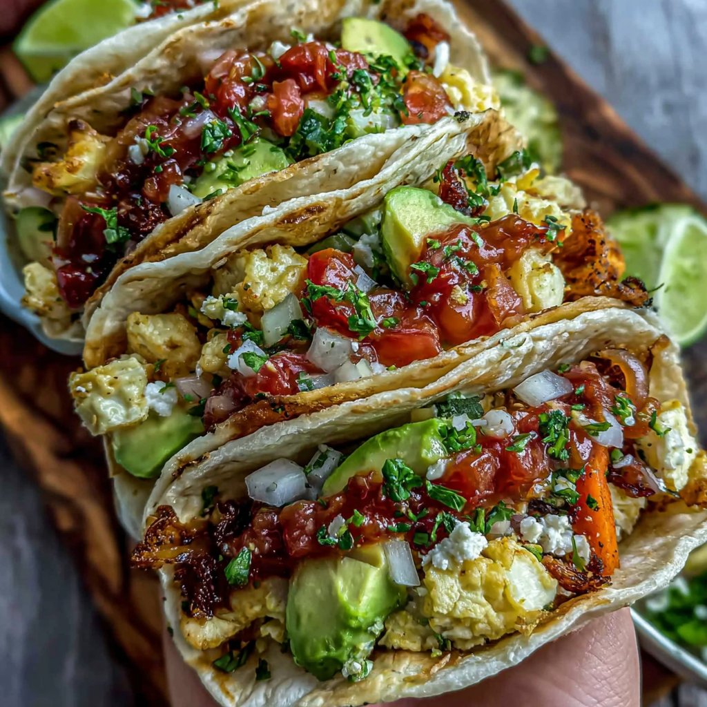 Rainbow Veggie Breakfast Tacos