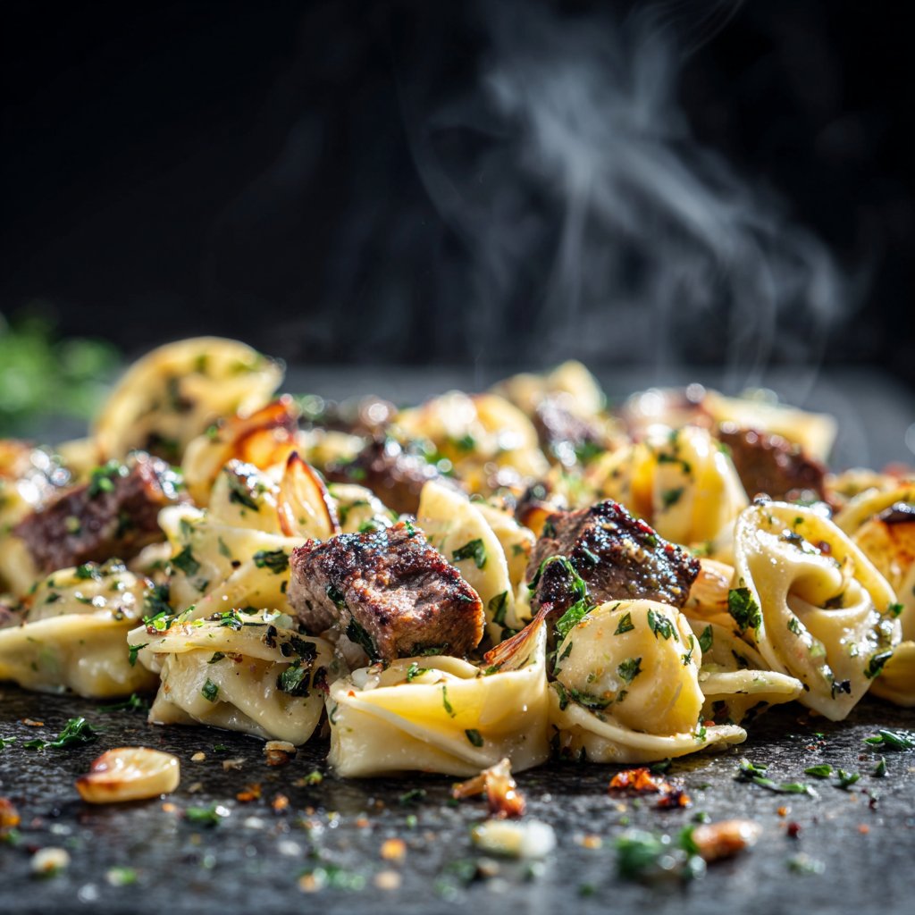 Grilled Garlic Steak Tortellini Foil Packs